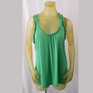 Splendid Green with Blue Polka Dot Tank Top Large